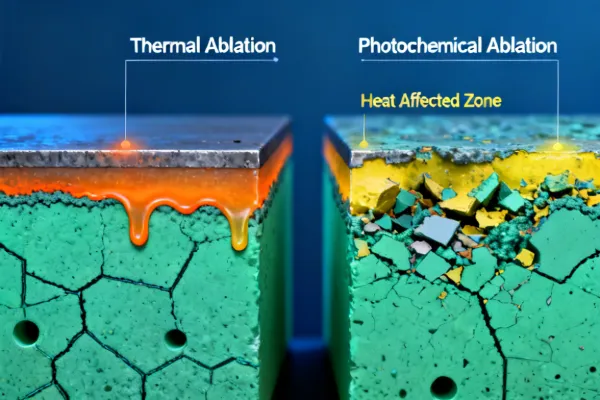 Comparison of thermal versus photochemical ablation mechanisms in laser marking
